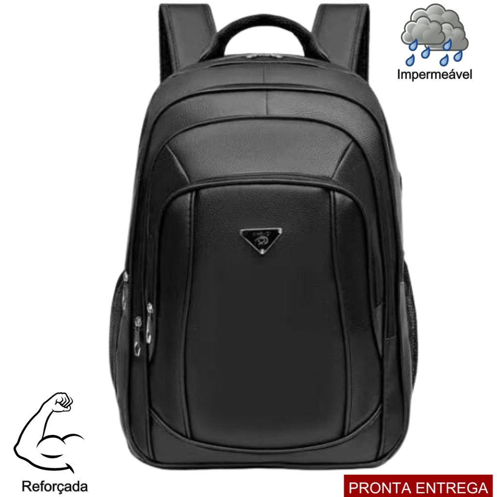 Mochila Couro PU Grande Executiva Para Notebook Trabalho Faculdade Reforçada Cabo De Aco RC-5013-4