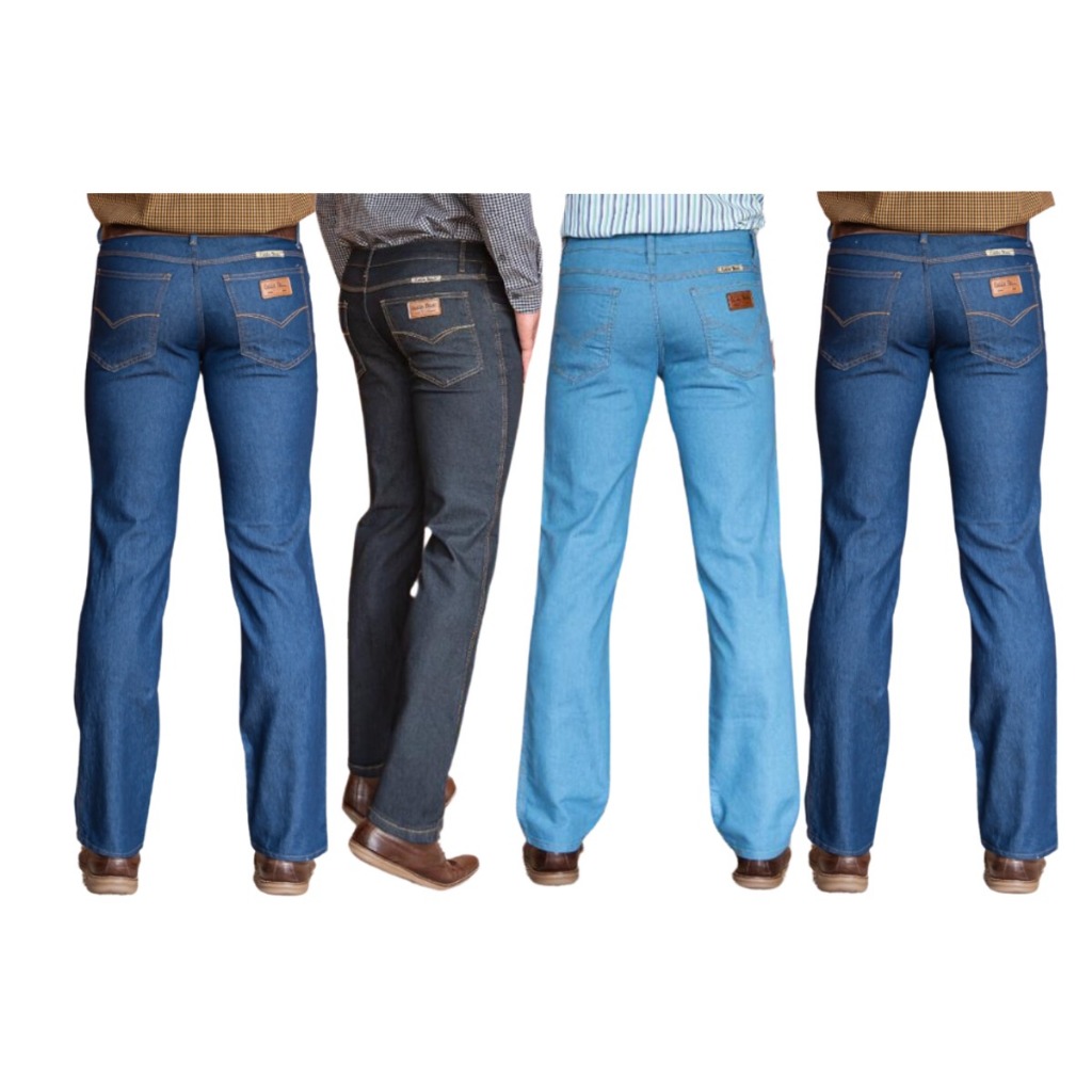 Kit com 4 Calças Jeans Masculina Tradicional Reta Básica Trabalho Serviço Ref:916