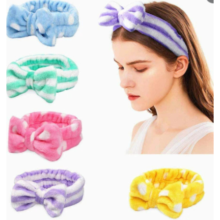 kit 4 Faixa com laço /Tiara Para Cabelo com Padrão de lisa para Maquiagem Rosto Limpo Make Up