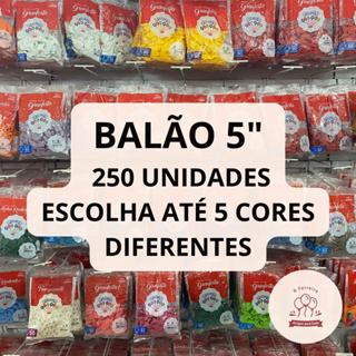 Balão Bexiga para Festa 5 polegadas 250 unidades Liso Redondo Pic Pic 5 Pacotes em Oferta na Shopee