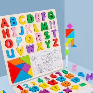 Tabuleiro Educativo Pedagógico Montessori Encaixe Números e Letras Com Quadro Caneta para Desenhar em Oferta na Shopee