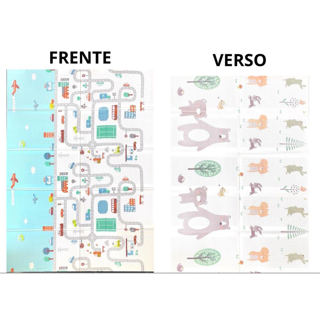 Tapete Bebe Infantil Pista Urso Infantil para Bebê Emborrachado Dobrável Dupla Face 1.5x2m - Pista