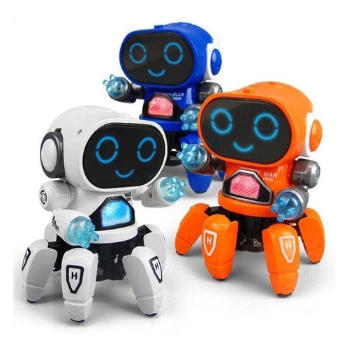 Robô Aranha Dançarino  6 Pernas Caranguejo 3 Cores Brinquedo Musical Som Luz Meninos Meninas