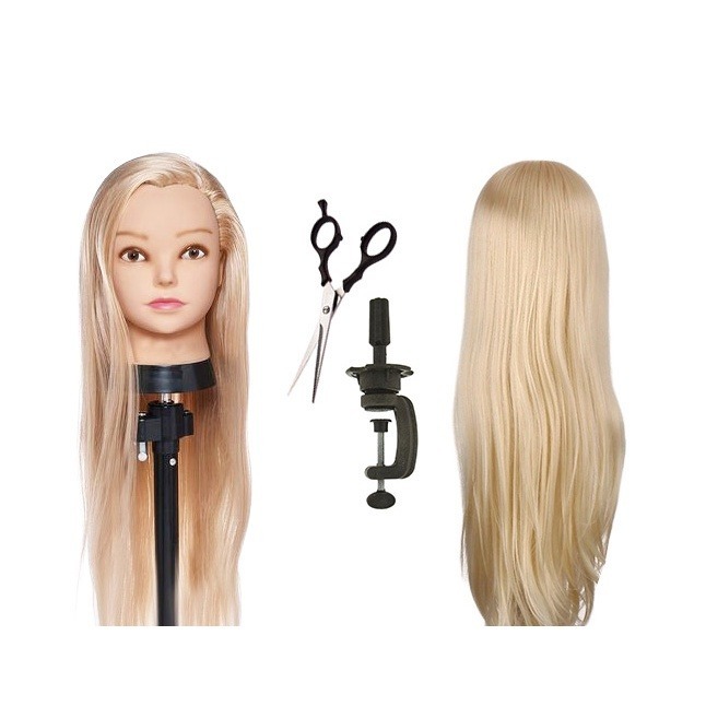 Cabeça de Boneca Para Treino 100% Sintética Loira c/ Suporte de Mesa + Tesoura em Oferta na Shopee