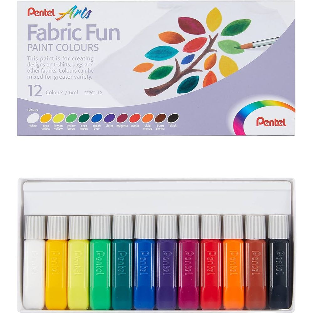 TINTA PARA TECIDO FABRIC FUN PENTEL COM 12 CORES