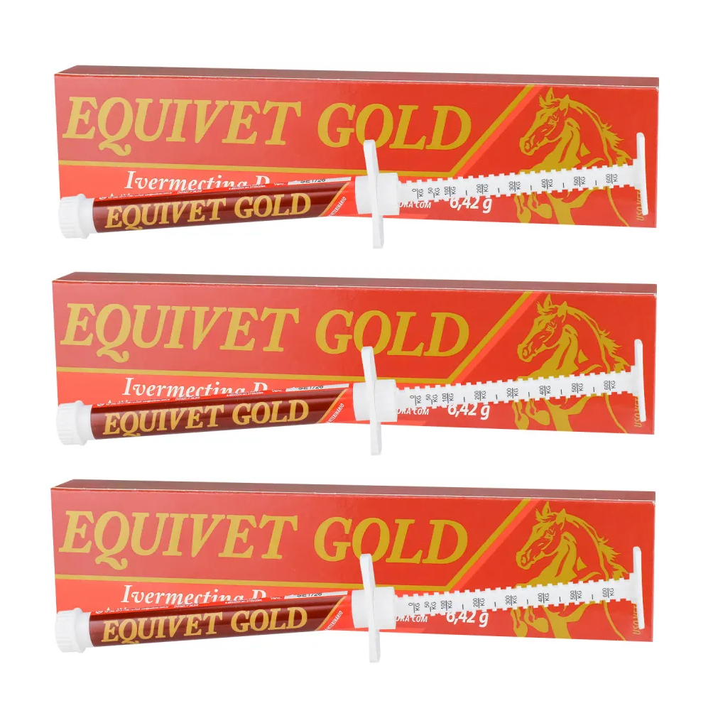 3Un Equivet Ivomec Gold 6,42g - Ivermectina Vermífugo Para Cavalos