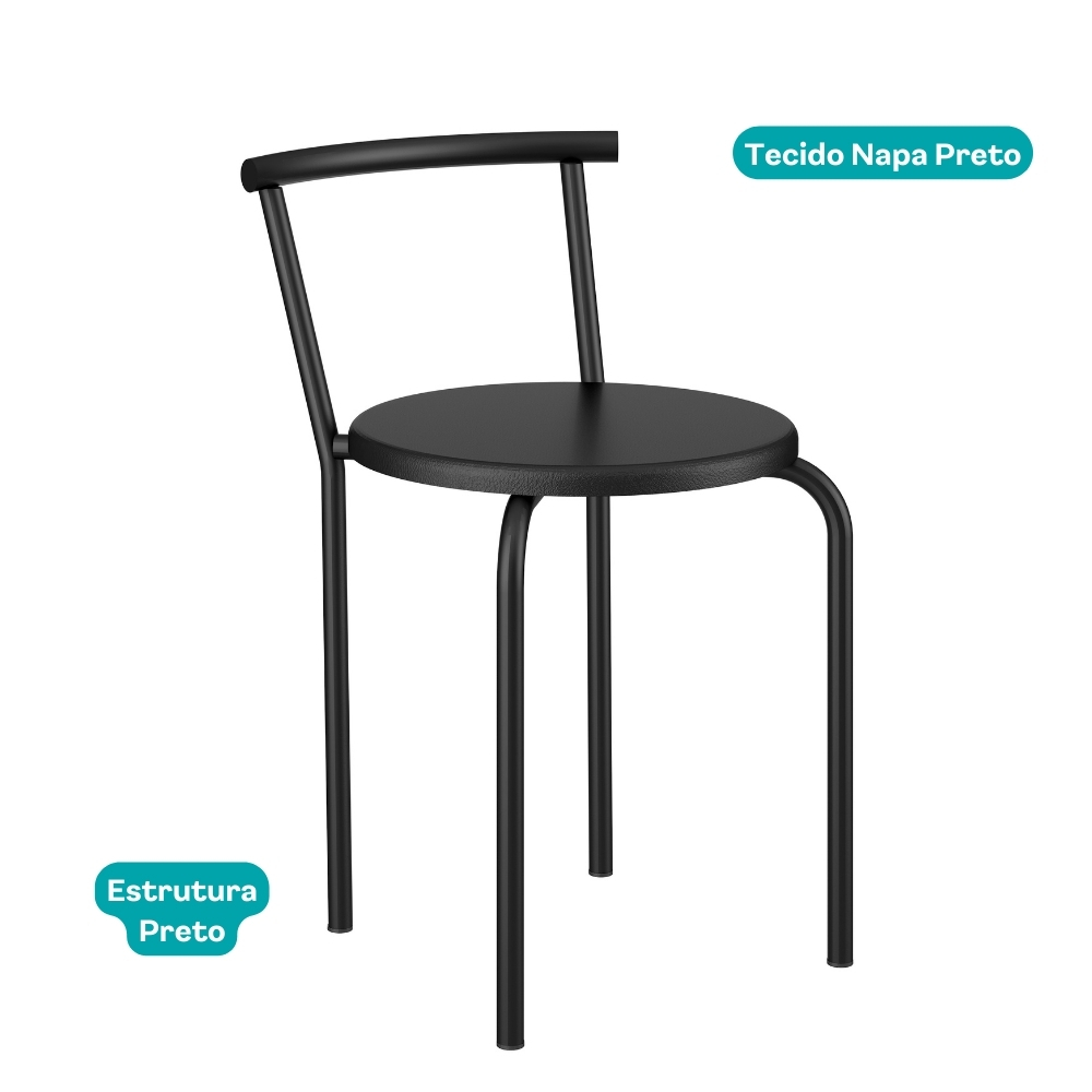 Conjunto 2 Banquetas 105 Tubo Preto Napa Preta Carraro — imagem 2 de 2