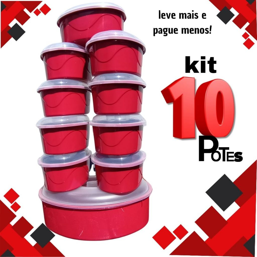 Kit Pote Plástico para Cozinha - Pote Hermético Oval - Conjunto de Potes para Armazenamento, Vasilhas plásticas