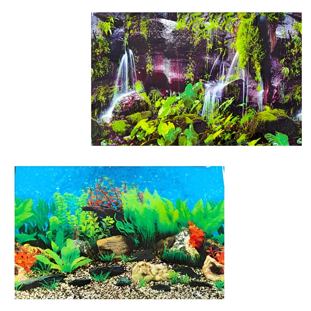 Painel Para Aquario 140cm X 30cm Papel De Fundo Decoração Decorativo Agua Doce Plantado Ciclideos Plantas