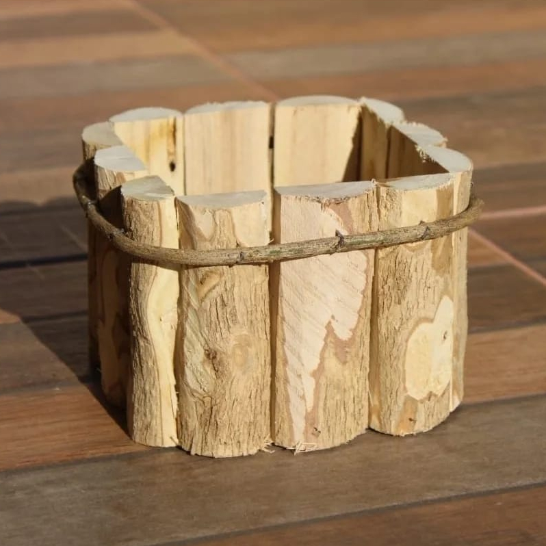 Kit com 15 cachepot Pau de Café Madeira Rustica em Oferta na Shopee