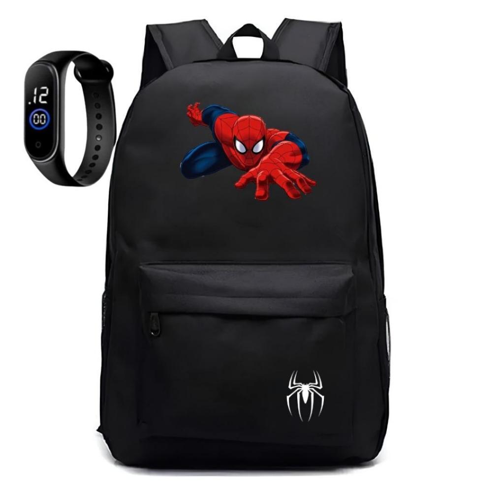 Mochila Escolar Infantil Masculino e Feminina Grande Bolso Lateral + Relógio Digital MP