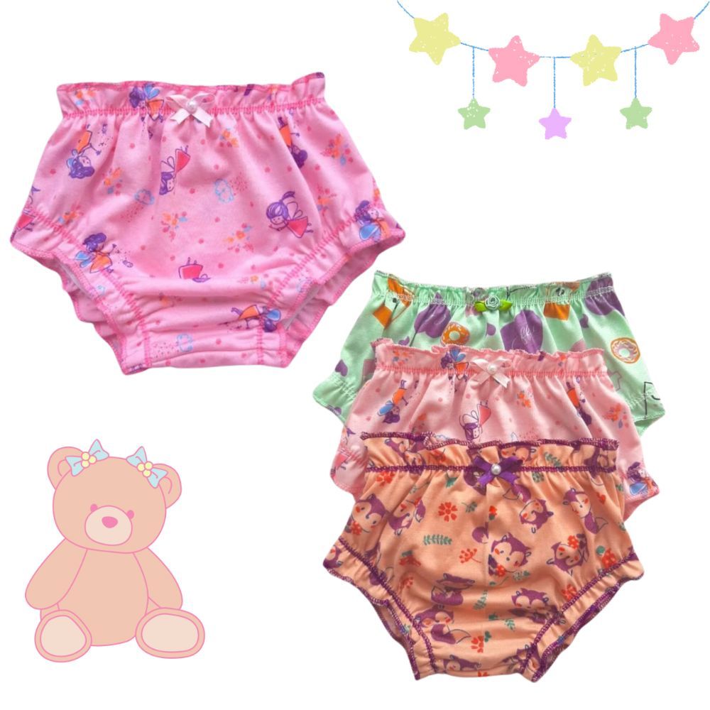 Kit 10 Calcinha Infantil Algodão 2 a 5 Anos em Oferta na Shopee