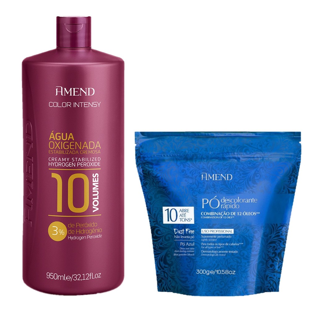 Amend Kit OX Color Intensy 10 Vol 950ml + Pó Descolorante Combinação De 12 Óleos 300g - Beauty