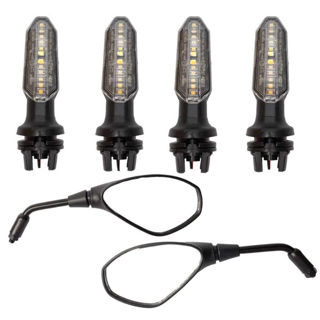 Kit Retrovisor Bmw F800 Haste Longa + 4 Pisca Seta Led Twister Titan Fan 160 Start 2016 a 2024