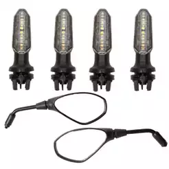 Kit Retrovisor Bmw F800 Haste Longa + 4 Pisca Seta Led Twister Titan Fan 160 Start 2016 a 2024