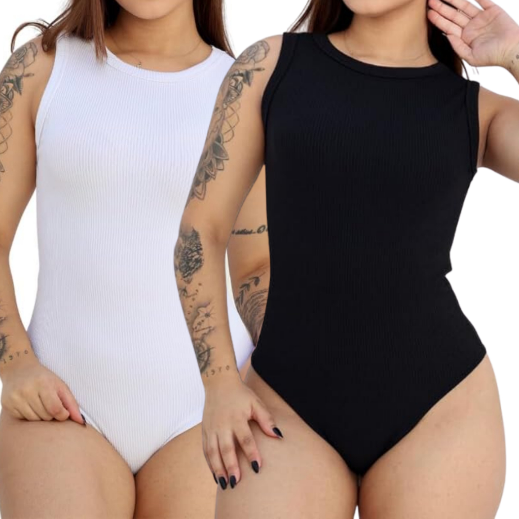 Kit 2 Body Feminino Regata Anarruga Atoalhado Canelado Premium