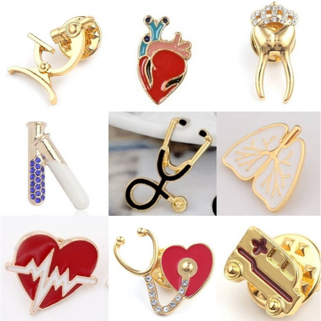 Broche, Estetoscópio, Coração, Cérebro, dente, pulmão medicina, enfermagem, fisioterapia, odonto etc
