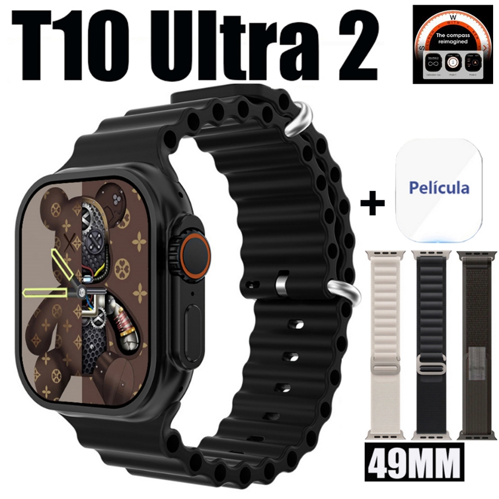 2024 Novo Smartwatch T10 Ultra 2 Nova Série 9 Smart Watch 2.09 Inch 49mm Bluetooth Com Calculadora