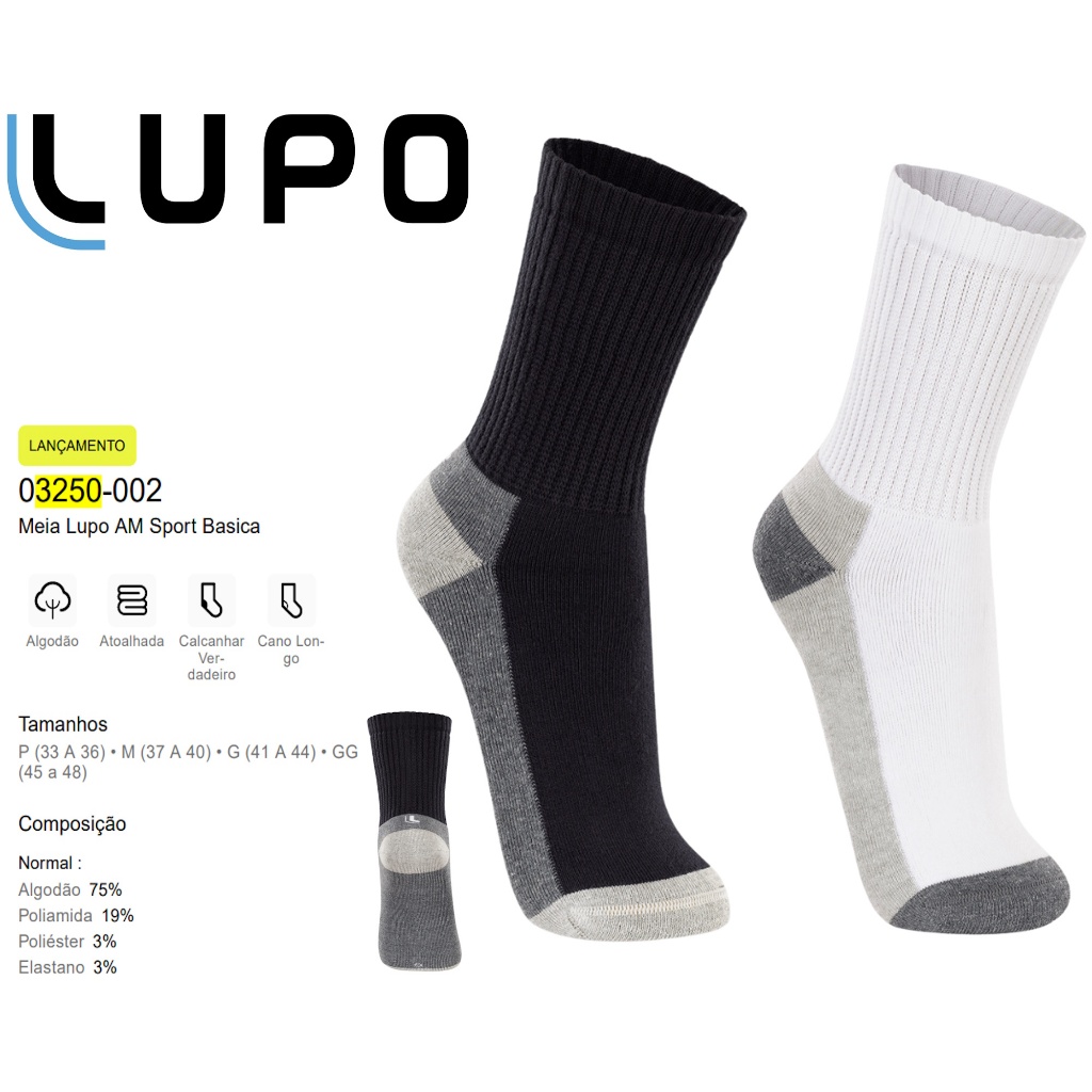 Kit 3 Pares Meias 3250-002 Algodão Promoção Atoalhada Tamanho Grande 33 Até 48 Cano Longo Original Nota Fiscal em Oferta na Shopee