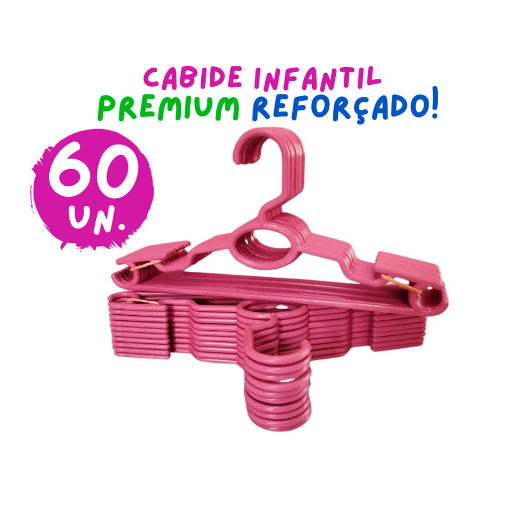 Kit 60 Cabides Infantil Bebê Baby Reforçado Rosa Plástico Cruzeta Roupa Resistente Premium em Oferta na Shopee