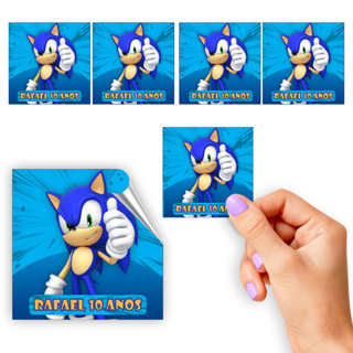 96 Adesivos Sonic 4,5 cm Aniversário Festa Recortados e Destacados Personalizados em Oferta na Shopee