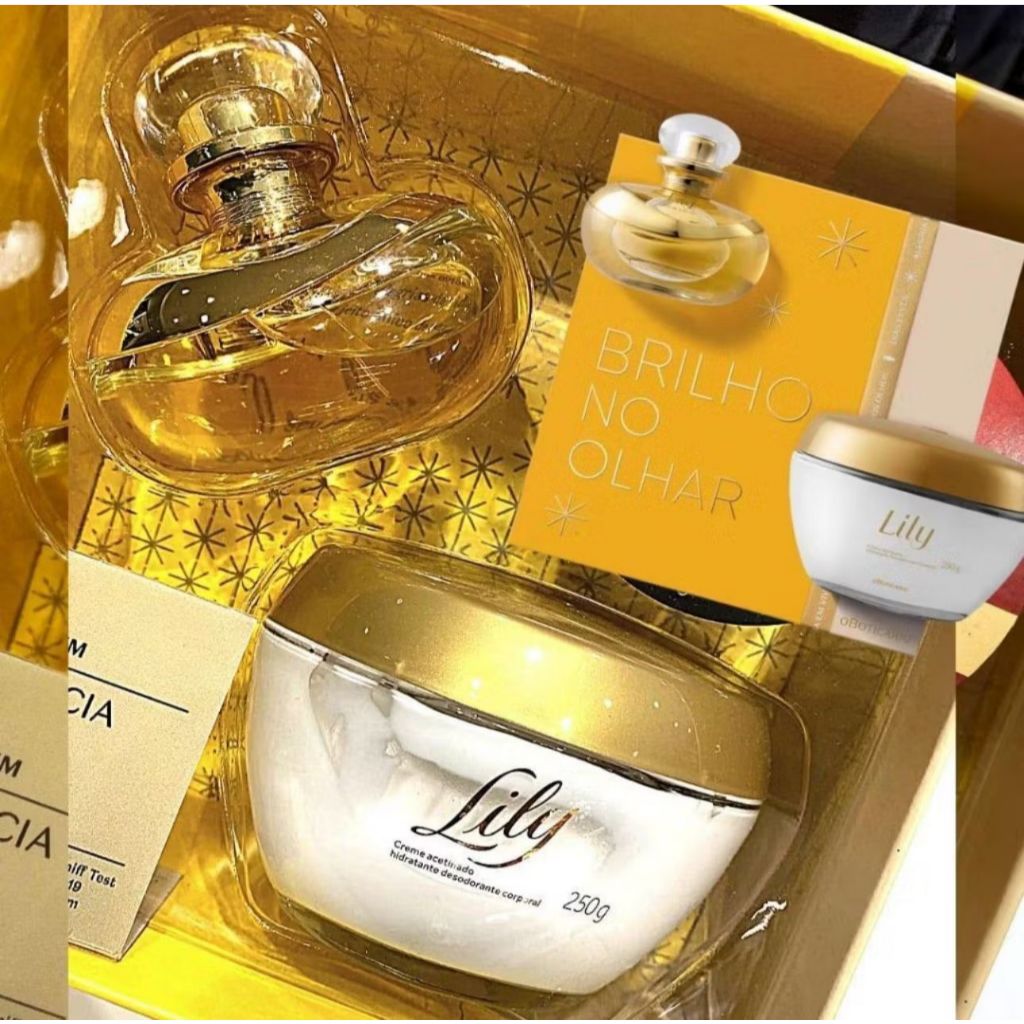 KIT lili creme e perfume 350ml  acetinado corpo e mãos hidratante lily lulli