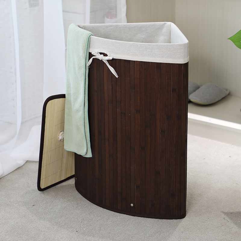 Cesto Roupa Suja Bambu Dobrável Desmontável Organização Banheiro Lavanderia