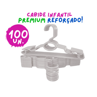Kit 100 Cabides Infantil Bebê Baby Reforçado Branco Plástico Cruzeta Roupa Resistente Premium em Oferta na Shopee