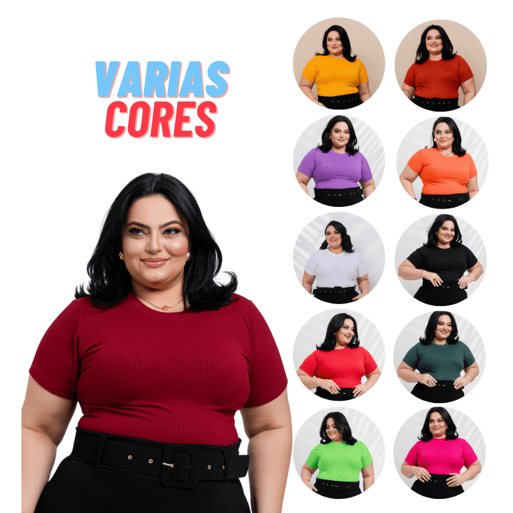 Blusa Plus Size Feminina Suede Canelado T-shirt em Oferta na Shopee