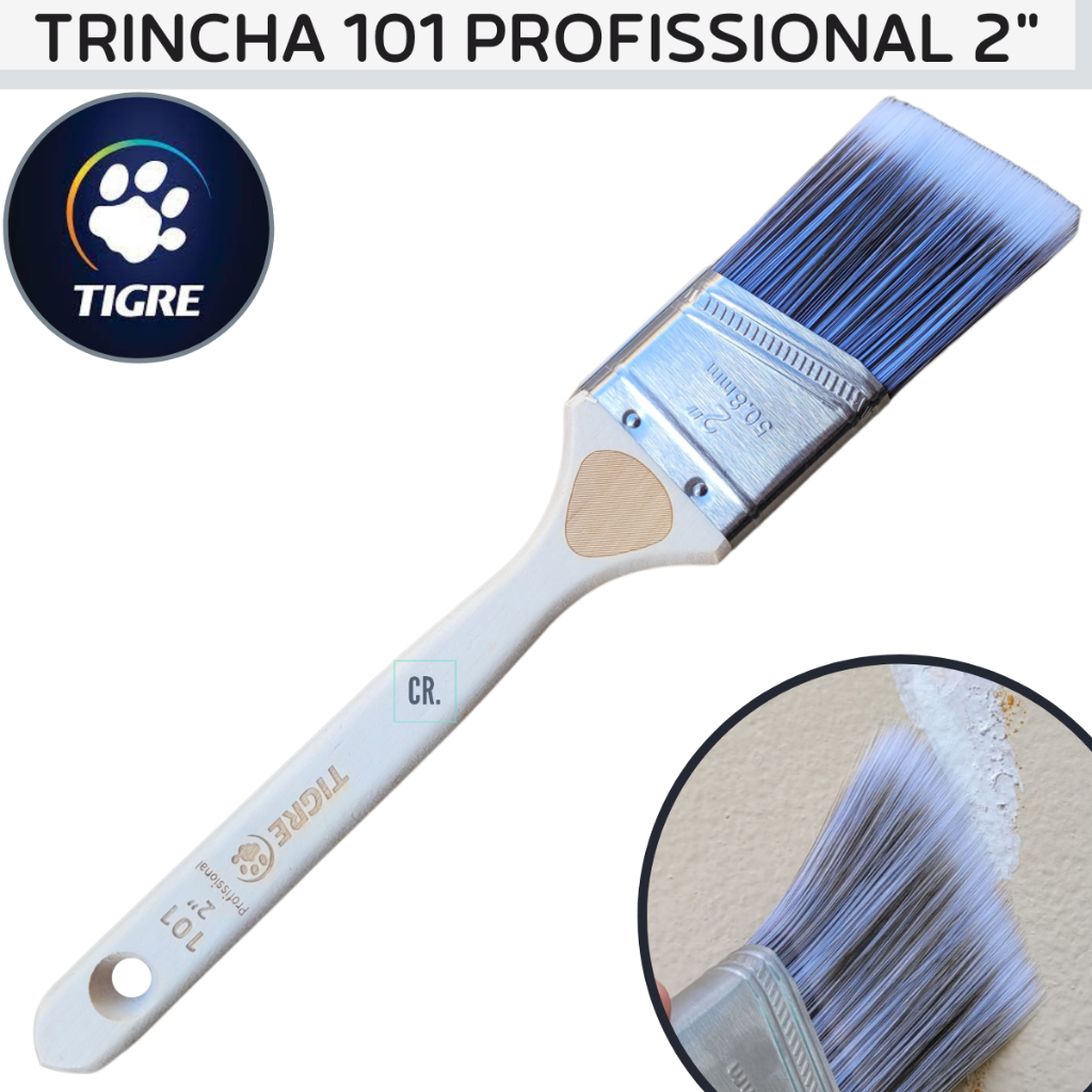 Pincel Para Pintura Trincha Angular Profissional Tigre 2" Para Recorte de Alta Precisão Premium.