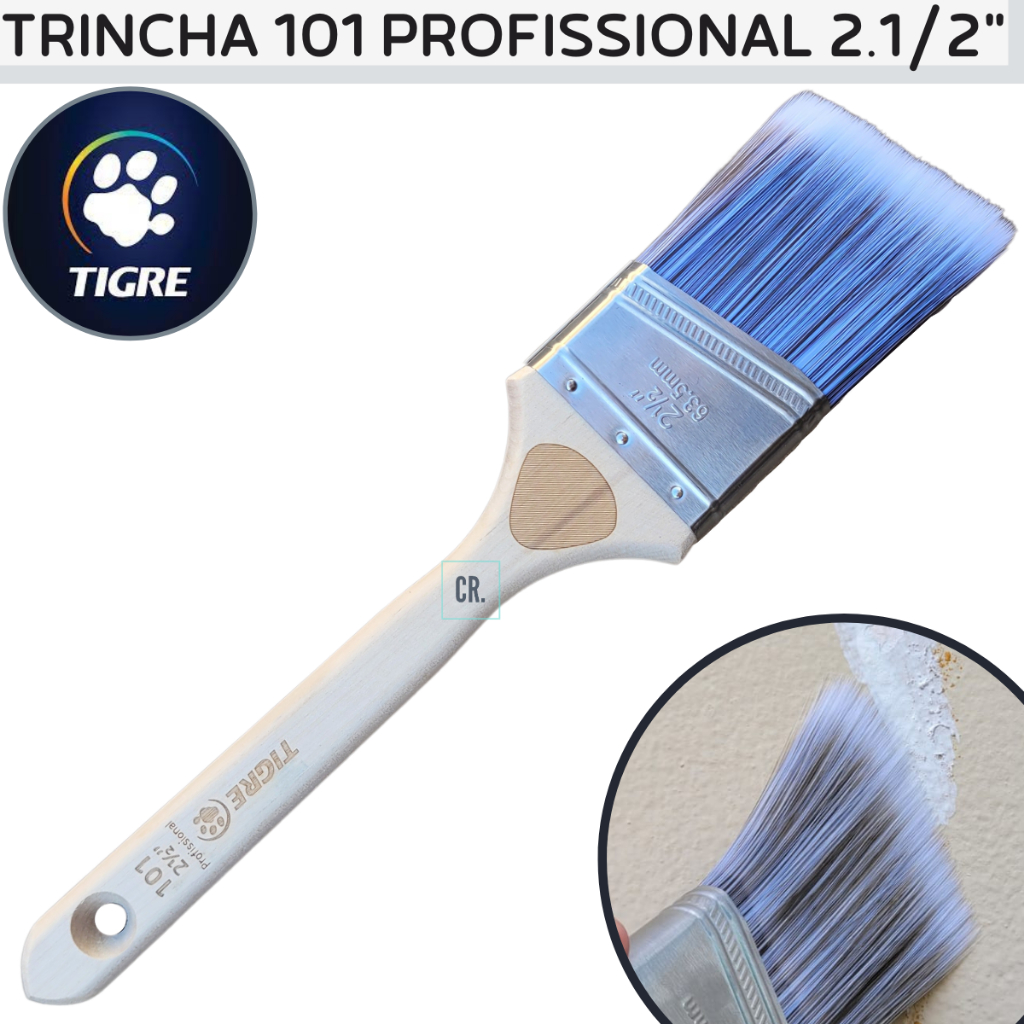 Pincel de Pintura Trincha Angular Profissional Tigre 2.1./2" Para Recorte de Alta Precisão Premium.