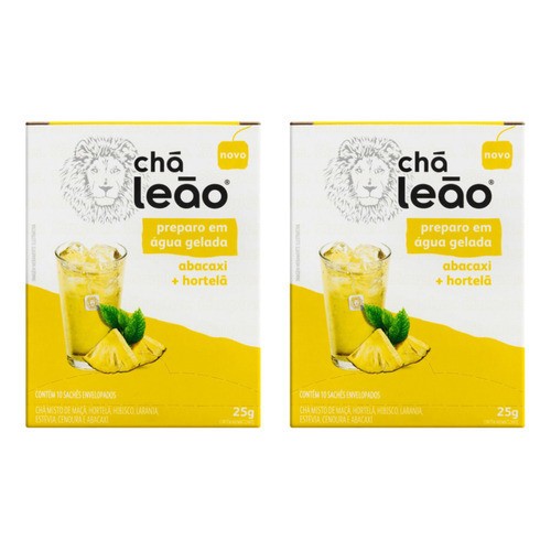 Combo Chá Leão Abacaxi E Hortelã 2 Caixas 20 Saches em Oferta na Shopee