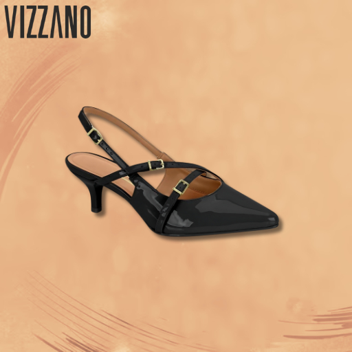 Sapato Scarpin Feminino Vizzano Salto Fino Elegante Blogueira Bico Fino Slingback Tendência Original