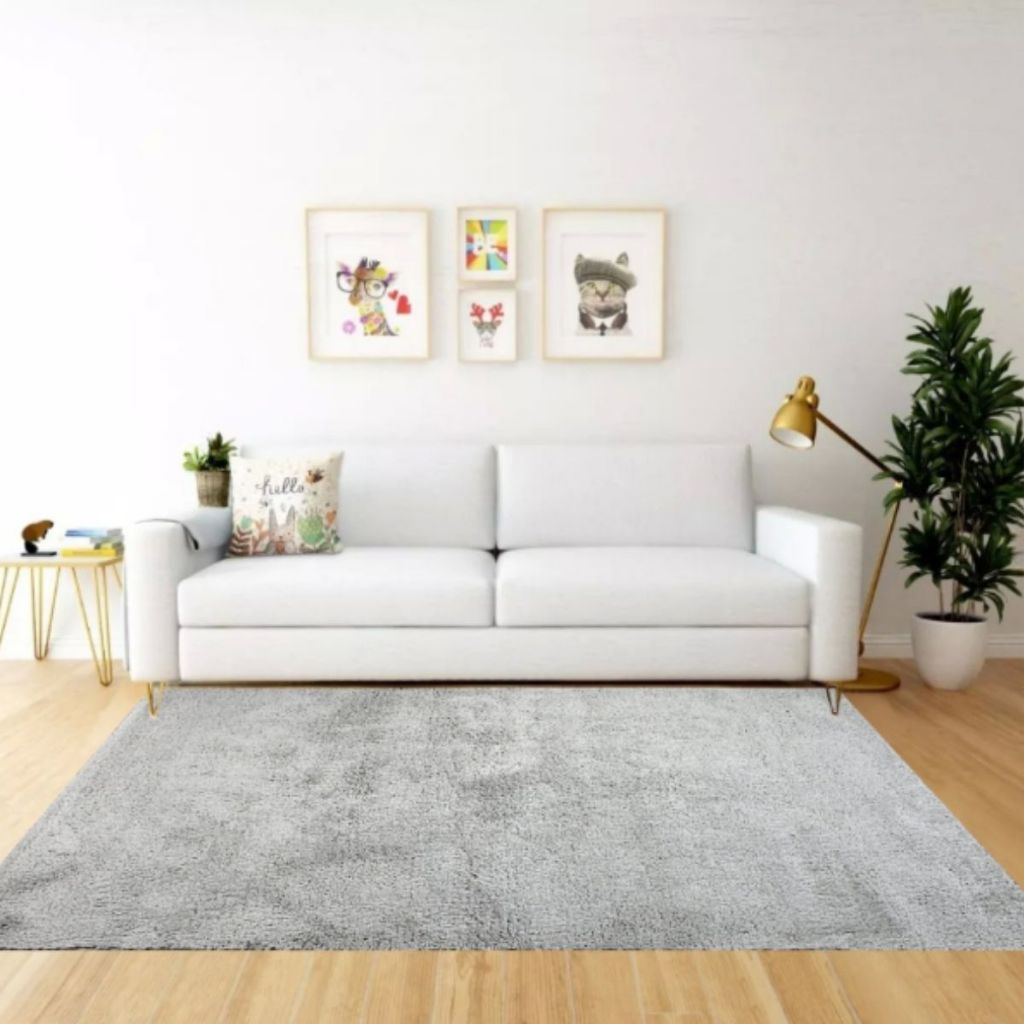 Tapete 2,00 x 3,00 Cinza Claro Pelo Médio Macio Fácil de Limpar em Oferta na Shopee