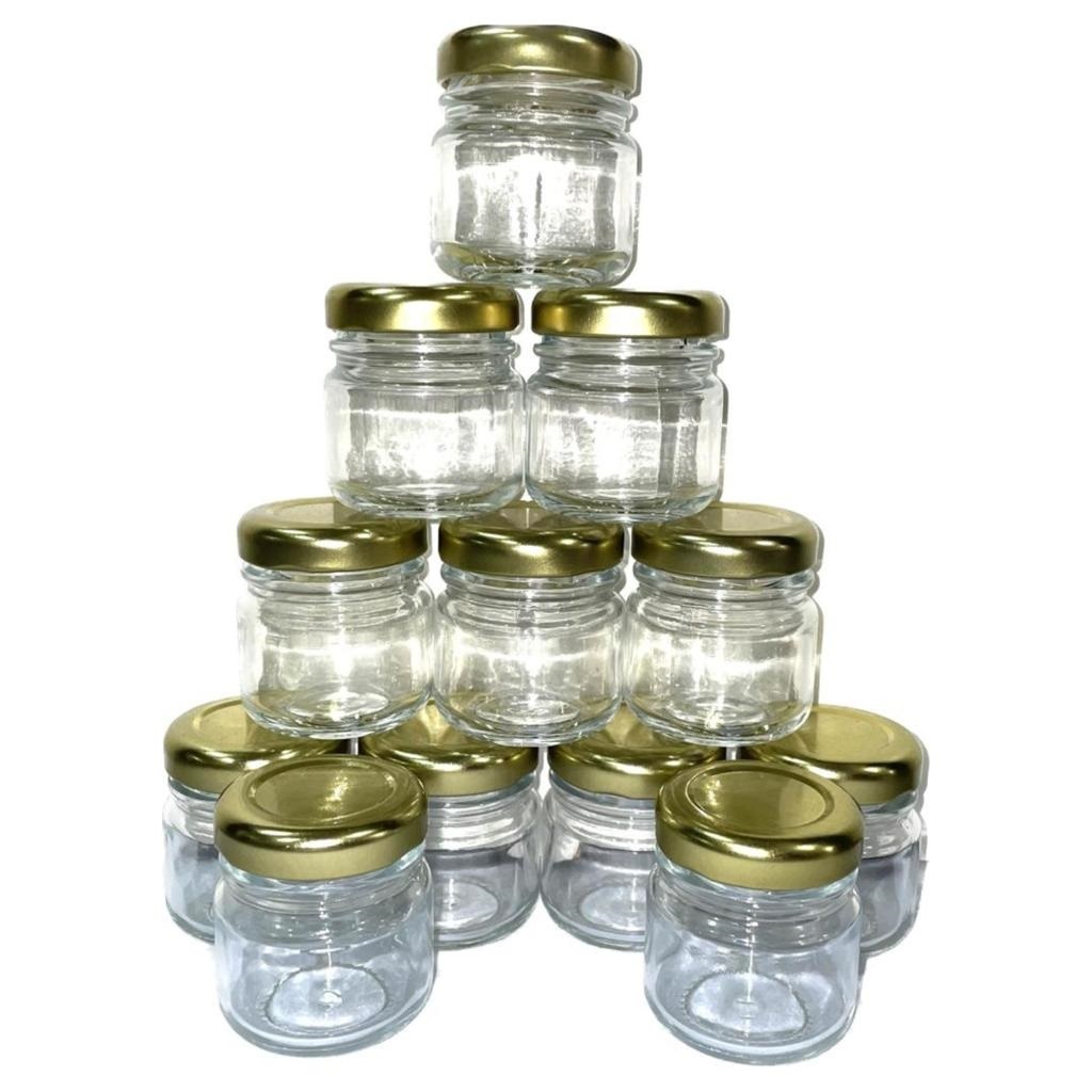 Kit 20 Potinhos Vidro Geleinha Papinha 40ml Lembrancinhas Tampa Dourada em Oferta na Shopee