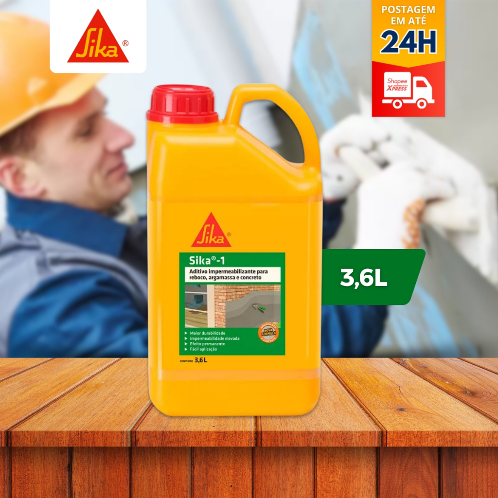 Sika-1 Aditivo 3,6 L Impermeabiliza Reboco Internos Externos