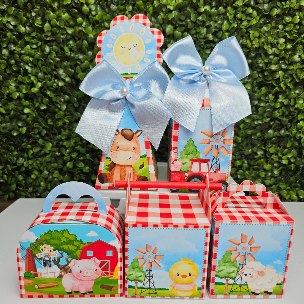Kit Caixa Montada FAZENDINHA VERMELHA - Personalizados - Festa infantil - Aniversário - Lembrancinha