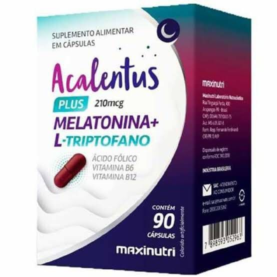 Acalentus Melatonina + L-Triptofano (90 caps) - MaxiNutri - Melhora do Sono