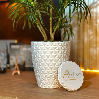 Vaso para decoração e plantas - polietileno diamante P COM PRATO COLETOR em Oferta na Shopee