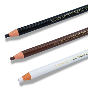 Kit 1/3/6 Lápis Dermatográfico Preto/Branco/Marrom Para Marcação Sobrancelhas Coloured Soft 1818 Cosmetic Art
