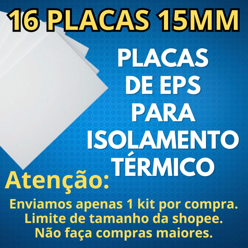16 Placas De Isopor Antichamas Espessura 15mm ( 1,5cm ) Tamanho 100x50x1,5cm em Oferta na Shopee