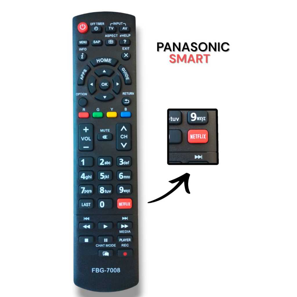 Controle Remoto Compativel Tv Panasonic Viera Lcd / Led Tnq2b4903 FBG-7008