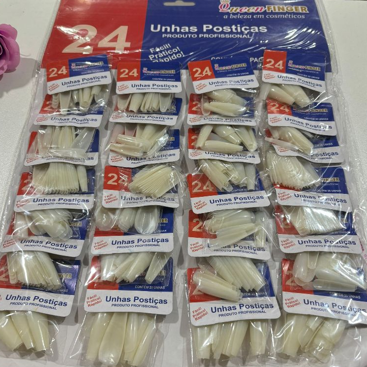 1-4 Cartela Grande de Unhas Postiças /Cartela Com 24 Pacotes em Oferta na Shopee