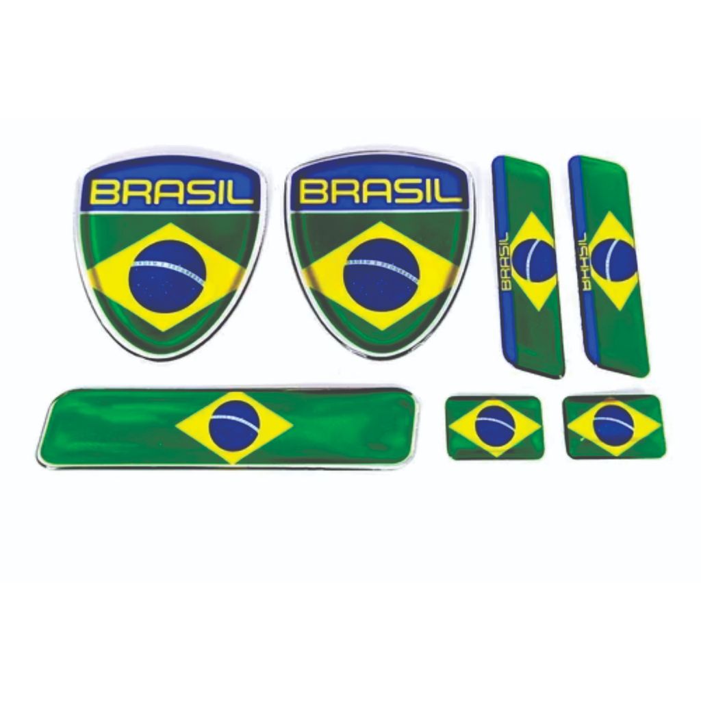 Kit Emblema 3D Escudo Placa Coluna Brasil Resinado em Alto Relevo