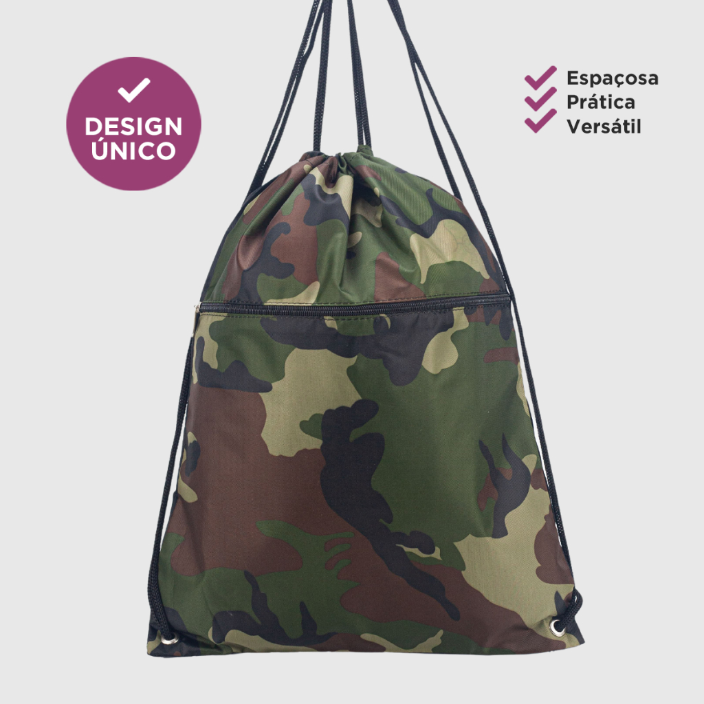 Bolsa Saco De Costas Liso Camuflado Estilo Mochila De Nylon Camping Acampar Impermeável