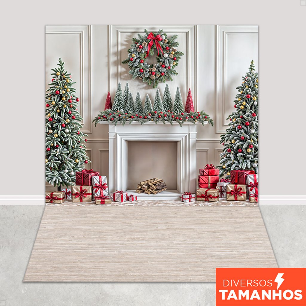 Fundo Fotográfico Natal Boiserie Em Tecido FNT-806 em Oferta na Shopee