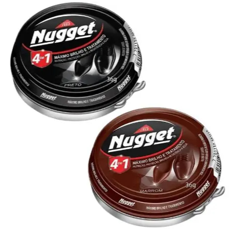 Nugget Graxa Para Sapato Em Pasta Preta ou Marrom Lata 36G