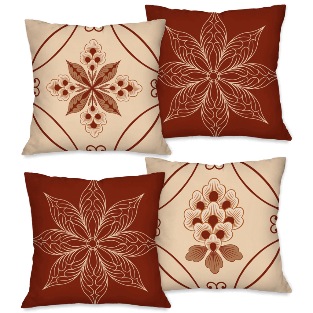 Kit com 4 Capas para Almofadas Decorativas Flores.