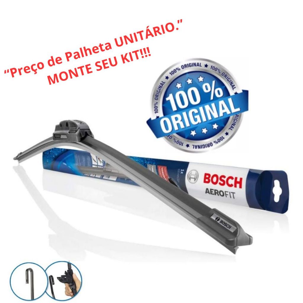 Palheta Limpador de Para-brisa Bosch Aerofit Original Gancho - Carro e Caminhonete com Silicone em Oferta na Shopee