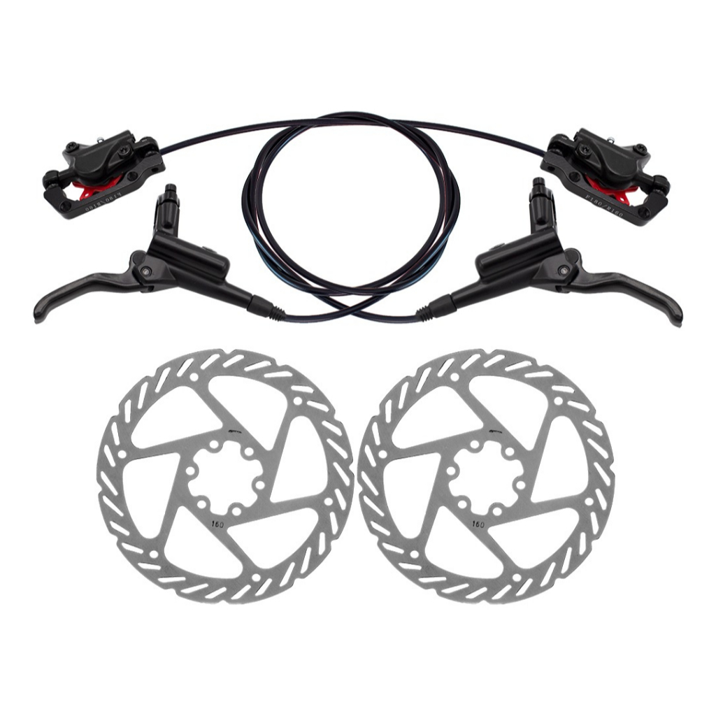 Kit Freio A Disco Hidráulico Dianteiro/traseiro C/ Rotor Manete Pinças Pastilha - Gta Sem Logo